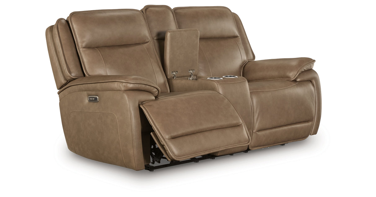 Glencroft Sahara Power Reclining Loveseat with Console from Ashley Furniture - Luna Furniture