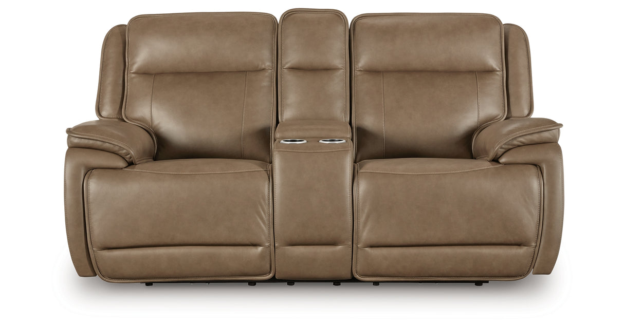Glencroft Sahara Power Reclining Loveseat with Console from Ashley Furniture - Luna Furniture