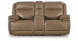 Glencroft Sahara Power Reclining Loveseat with Console from Ashley Furniture - Luna Furniture