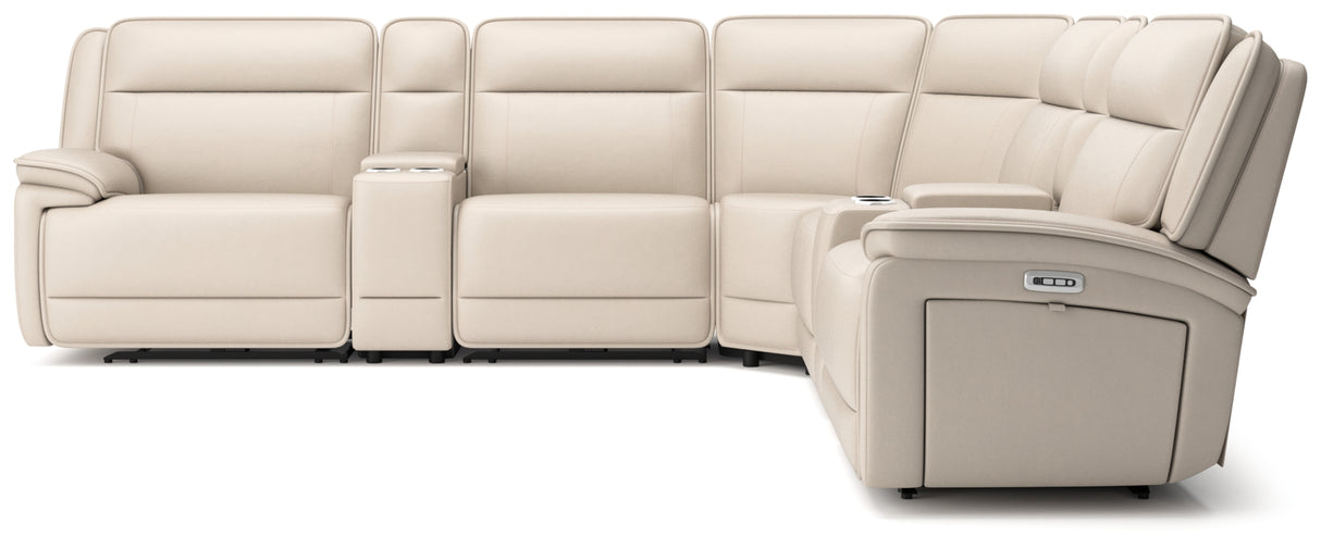Double Deal Almond 7-Piece Reclining Sectional with 2 Consoles from Ashley - Luna Furniture
