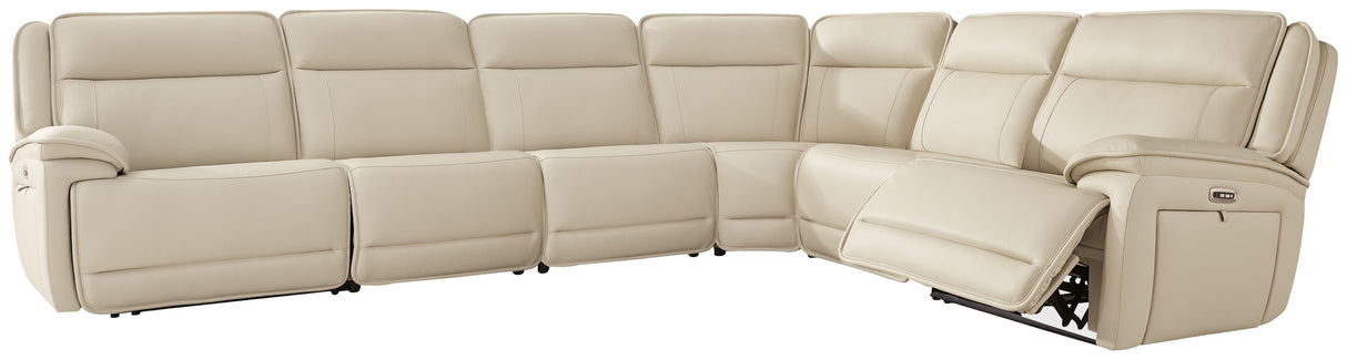 Double Deal Almond 6-Piece Power Reclining Sectional from Ashley Furniture - Luna Furniture