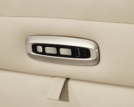 Double Deal Almond 2-Piece Power Reclining Loveseat Sectional from Ashley - Luna Furniture