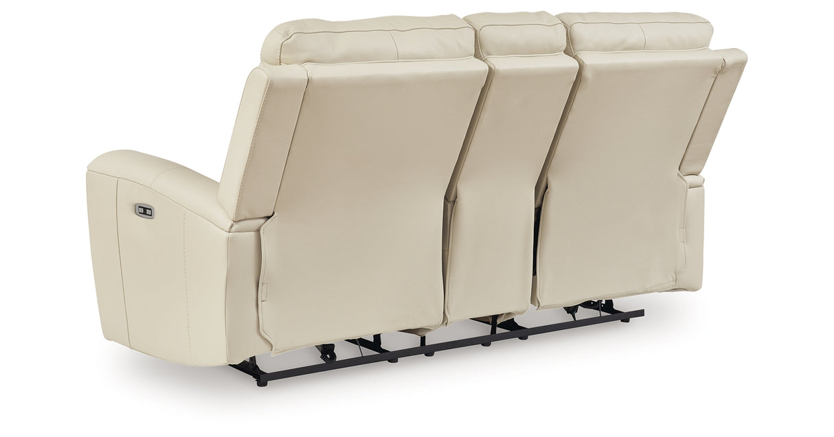 Dahlmoore Almond Power Reclining Loveseat with Console from Ashley - Luna Furniture