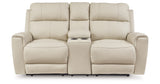 Dahlmoore Almond Power Reclining Loveseat with Console from Ashley - Luna Furniture