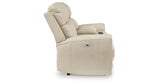 Dahlmoore Almond Power Reclining Loveseat with Console from Ashley - Luna Furniture