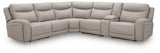 Gravier Gray 6-Piece Power Reclining Sectional with Storage Console from Ashley - Luna Furniture