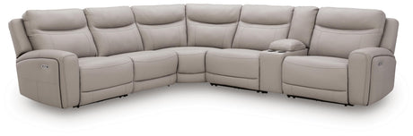 Gravier Gray 6-Piece Power Reclining Sectional with Storage Console from Ashley - Luna Furniture