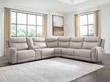 Gravier Gray 6-Piece Power Reclining Sectional with Storage Console from Ashley - Luna Furniture