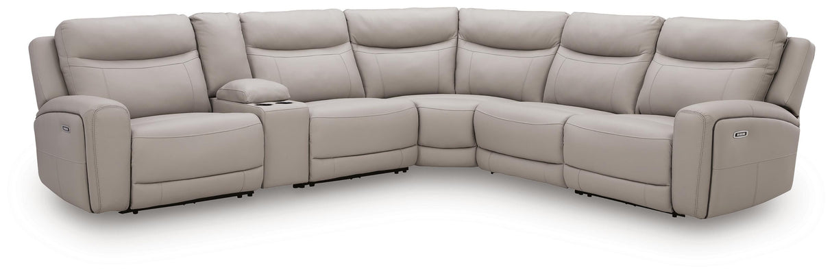 Gravier Gray 6-Piece Power Reclining Sectional with Storage Console from Ashley - Luna Furniture