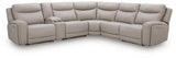 Gravier Gray 6-Piece Power Reclining Sectional with Storage Console from Ashley - Luna Furniture