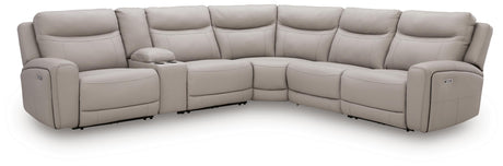 Gravier Gray 6-Piece Power Reclining Sectional with Storage Console from Ashley - Luna Furniture
