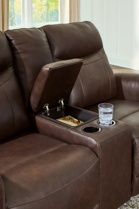 Gravier Cordova Power Reclining Loveseat with Console from Ashley Furniture - Luna Furniture