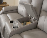 Real Moments Ash Power Reclining Loveseat with Audio Seating from Ashley - Luna Furniture