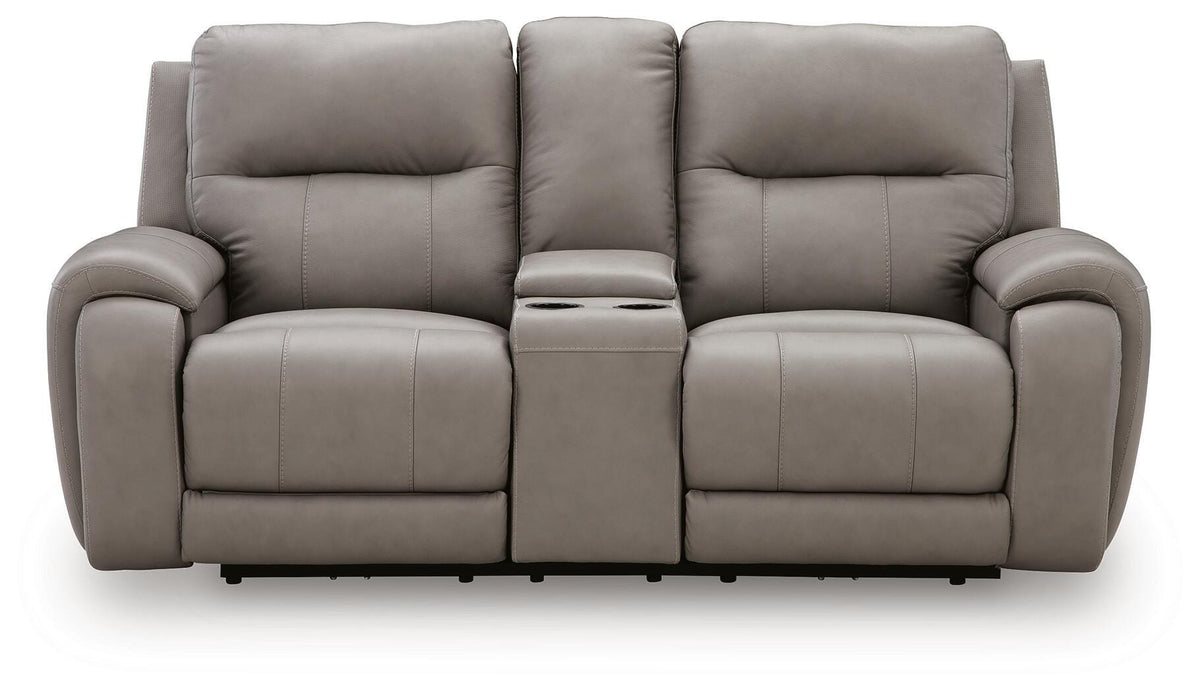 Real Moments Ash Power Reclining Loveseat with Audio Seating from Ashley - Luna Furniture