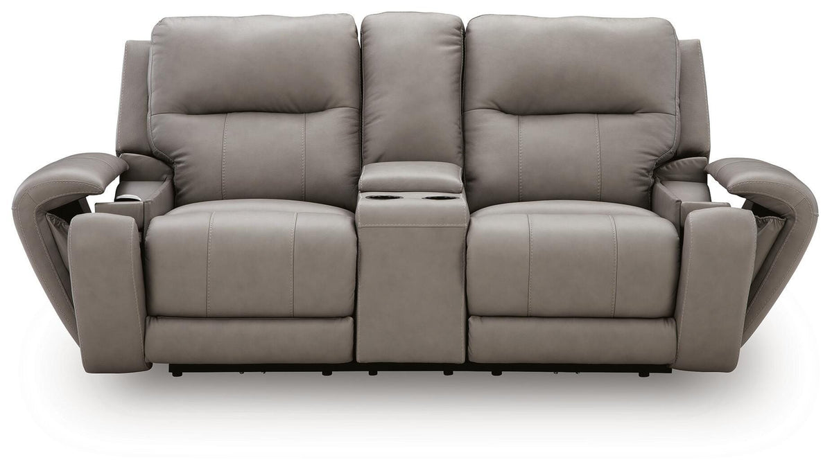 Real Moments Ash Power Reclining Loveseat with Audio Seating from Ashley - Luna Furniture