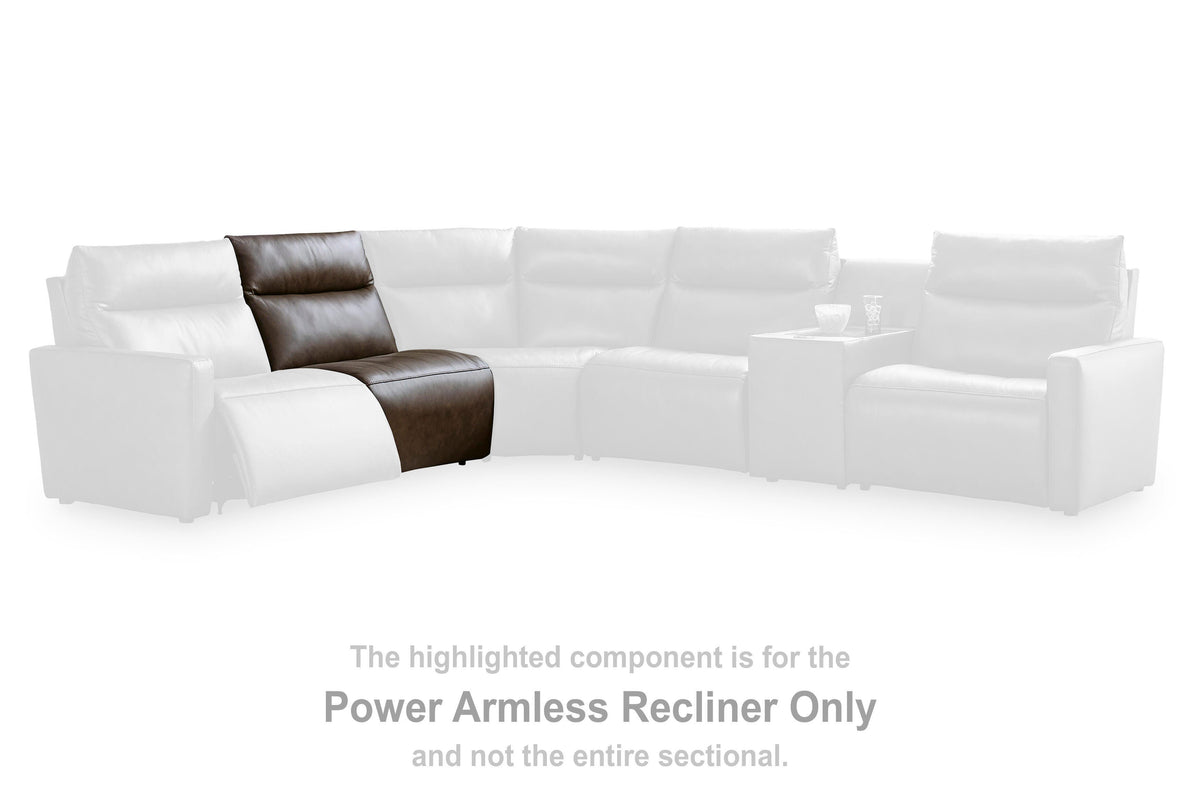 ModZ Chocolate Power Armless Recliner from Ashley - Luna Furniture