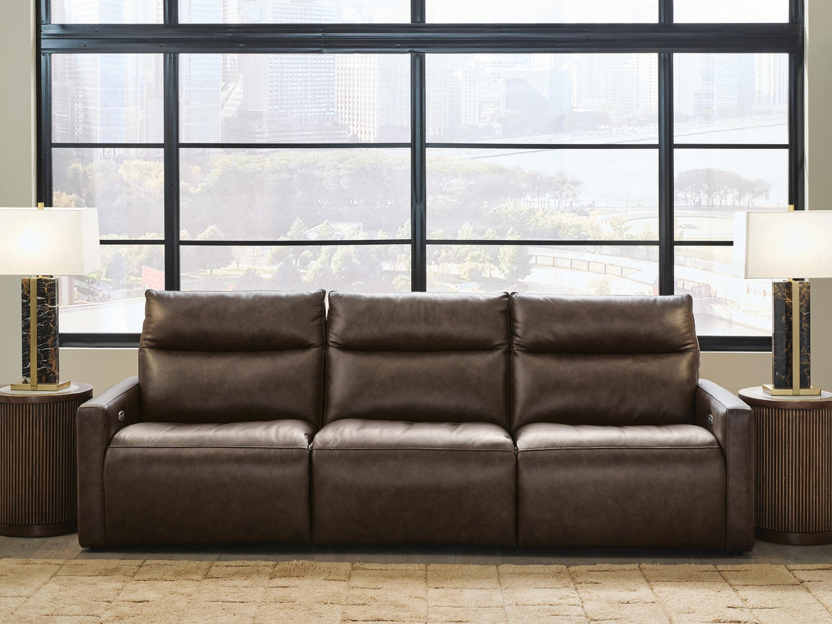 ModZ Chocolate 3-Piece Power Sectional Reclining Sofa from Ashley - Luna Furniture