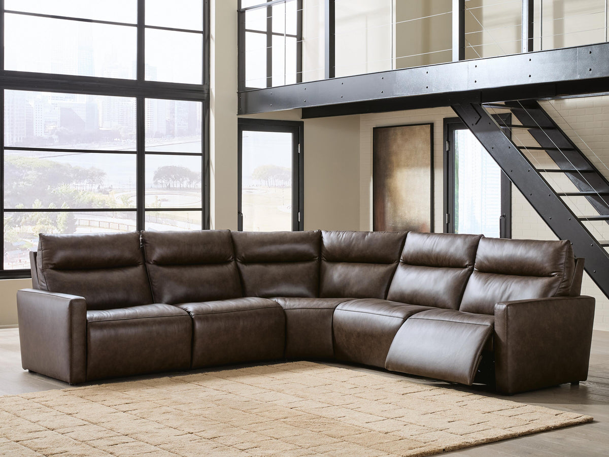 ModZ Chocolate 5-Piece Power Reclining Sectional from Ashley - Luna Furniture