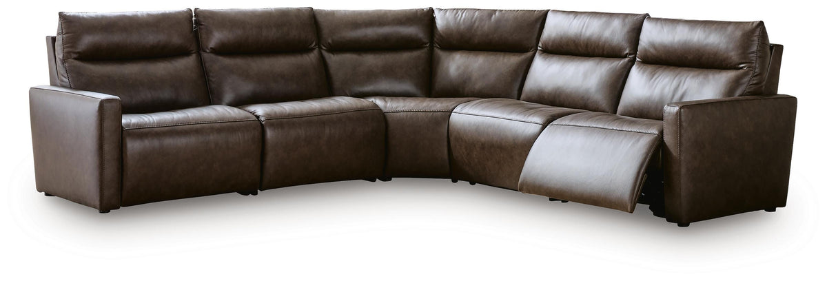 ModZ Chocolate 5-Piece Power Reclining Sectional from Ashley - Luna Furniture