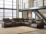ModZ Chocolate 7-Piece Power Reclining Sectional with Audio Consoles from Ashley - Luna Furniture
