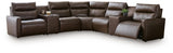 ModZ Chocolate 7-Piece Power Reclining Sectional with Audio Consoles from Ashley - Luna Furniture