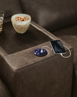 ModZ Chocolate 7-Piece Power Reclining Sectional with Audio Consoles from Ashley - Luna Furniture
