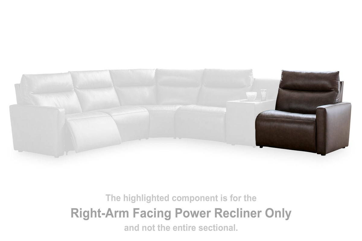 ModZ Chocolate Right-Arm Facing Power Recliner from Ashley - Luna Furniture