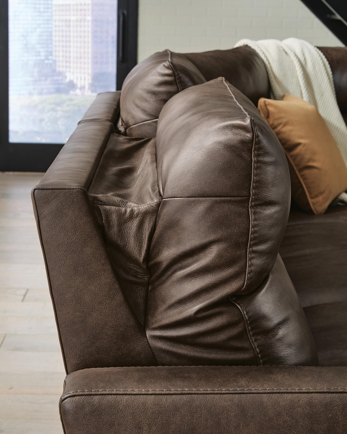 ModZ Chocolate 7-Piece Power Reclining Sectional with Audio Consoles from Ashley - Luna Furniture