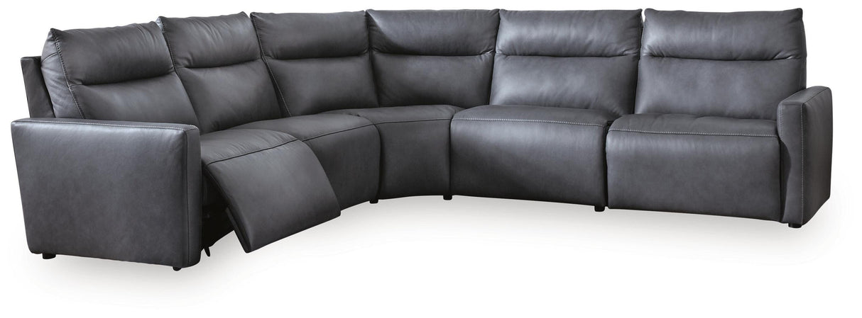 ModZ Blue 5-Piece Power Reclining Sectional from Ashley - Luna Furniture