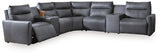 ModZ Blue 7-Piece Power Reclining Sectional with Audio Consoles from Ashley - Luna Furniture