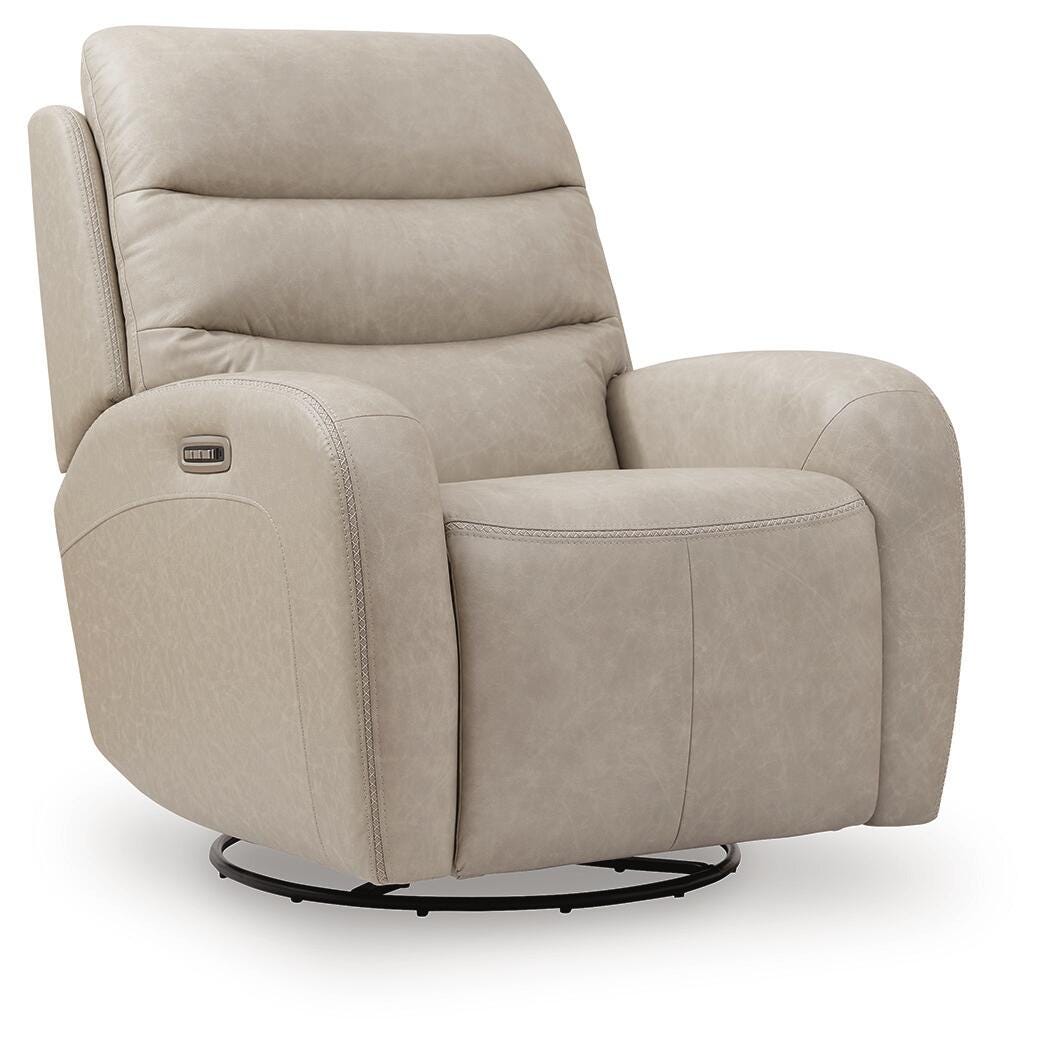 Motion-Max Stonewash Swivel Glider Power Recliner from Ashley - Luna Furniture