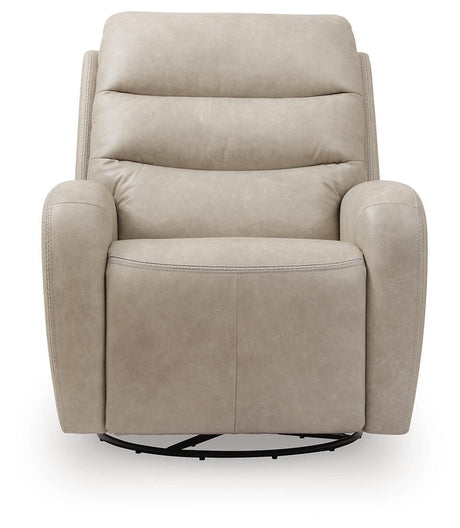 Motion-Max Stonewash Swivel Glider Power Recliner from Ashley - Luna Furniture