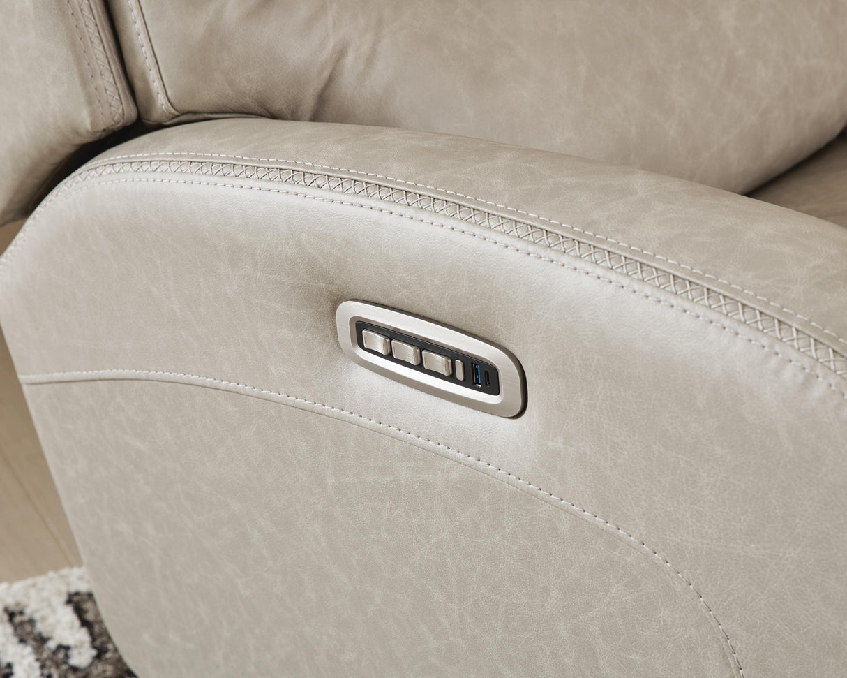 Motion-Max Stonewash Swivel Glider Power Recliner from Ashley - Luna Furniture