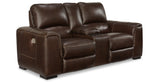 Alessandro Walnut Power Reclining Loveseat with Console from Ashley - Luna Furniture