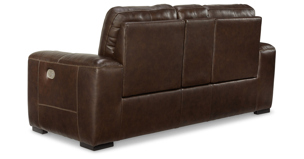 Alessandro Walnut Power Reclining Loveseat with Console from Ashley - Luna Furniture