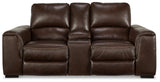 Alessandro Walnut Power Reclining Loveseat with Console from Ashley - Luna Furniture