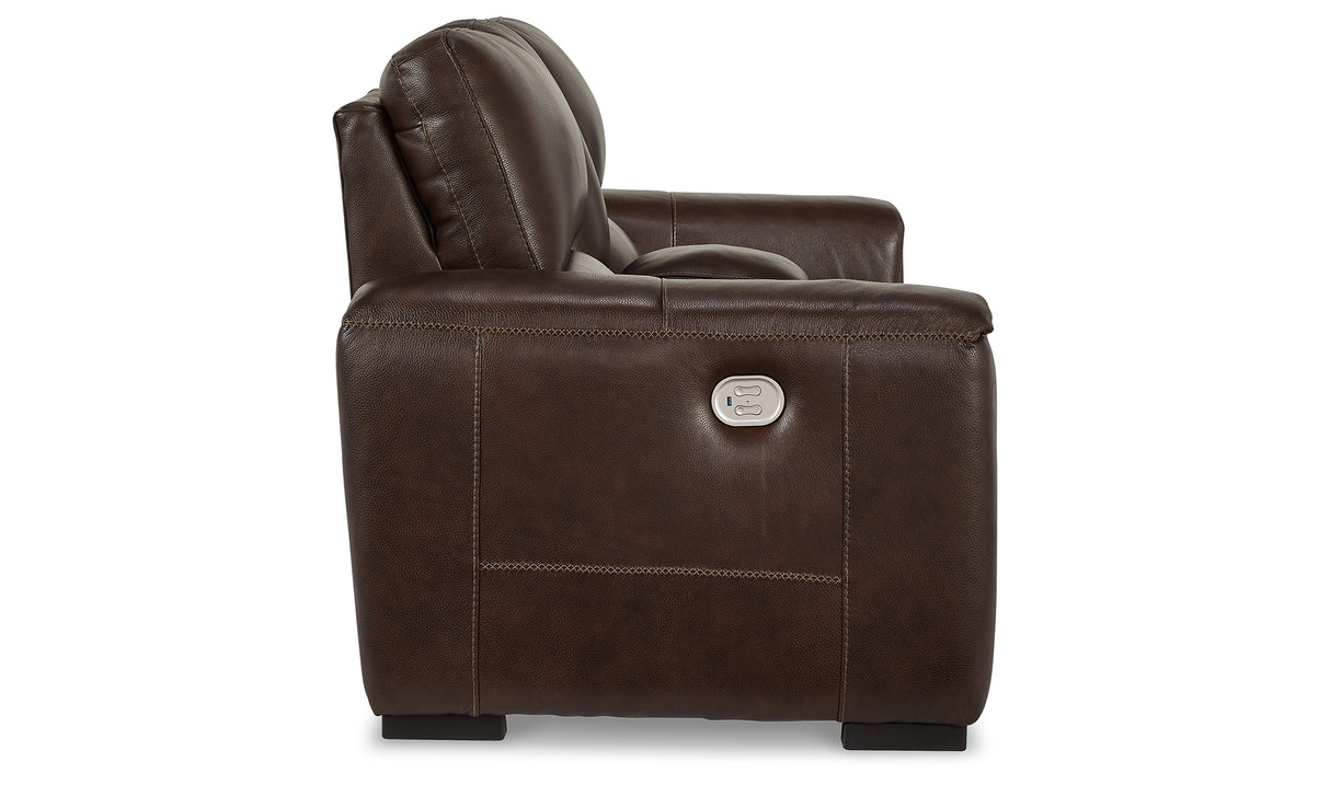 Alessandro Walnut Power Reclining Loveseat with Console from Ashley - Luna Furniture