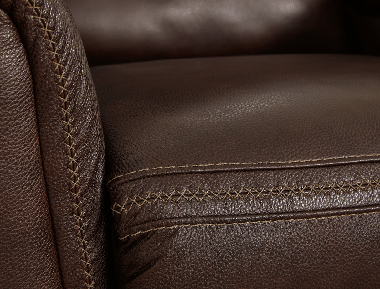 Alessandro Walnut Power Reclining Loveseat with Console from Ashley - Luna Furniture