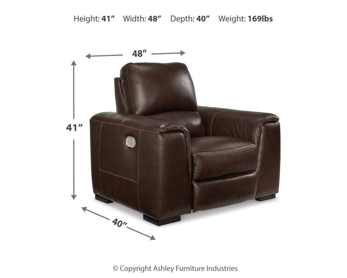 Alessandro Walnut Power Recliner from Ashley - Luna Furniture