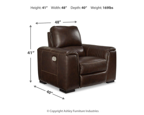 Alessandro Walnut Power Recliner from Ashley - Luna Furniture