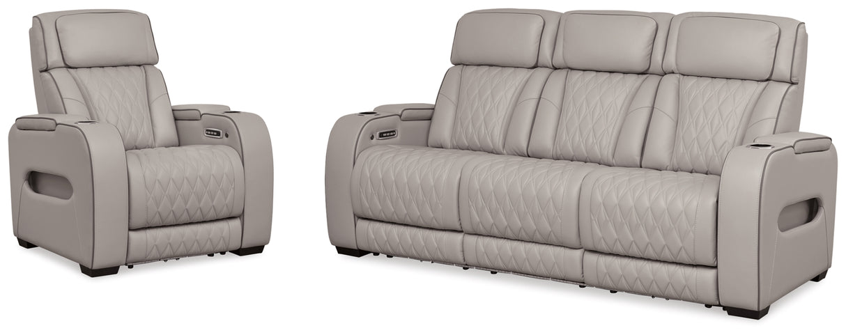 Boyington Gray Power Reclining Sofa and Recliner from Ashley - Luna Furniture