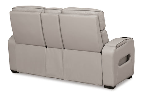 Boyington Gray Power Reclining Loveseat with Console from Ashley - Luna Furniture