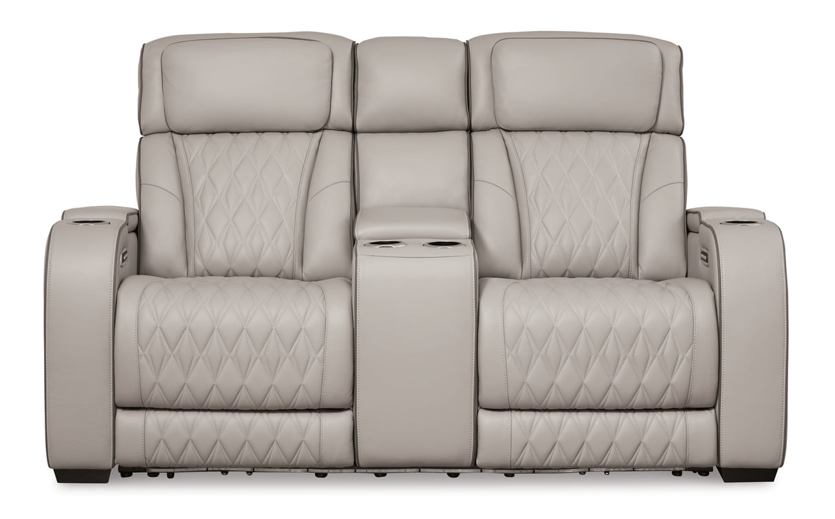 Boyington Gray Power Reclining Loveseat with Console from Ashley - Luna Furniture