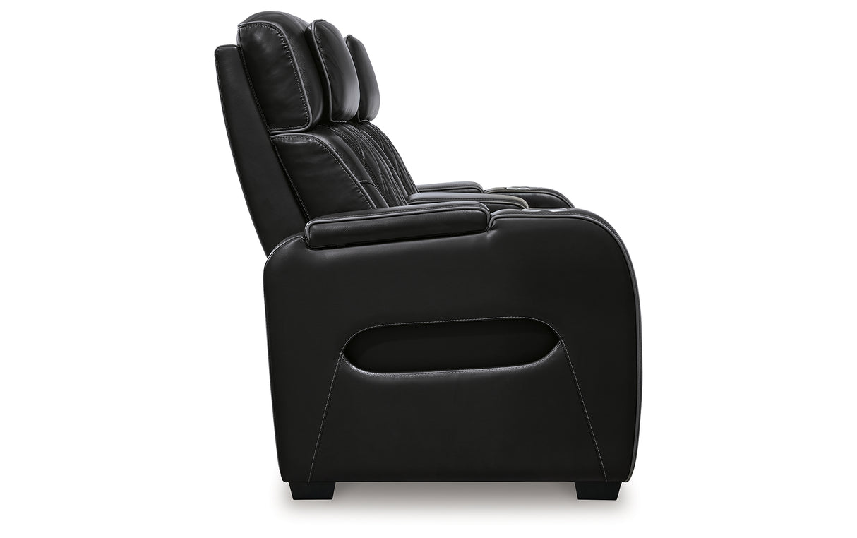 Boyington Black Power Reclining Loveseat with Console from Ashley - Luna Furniture