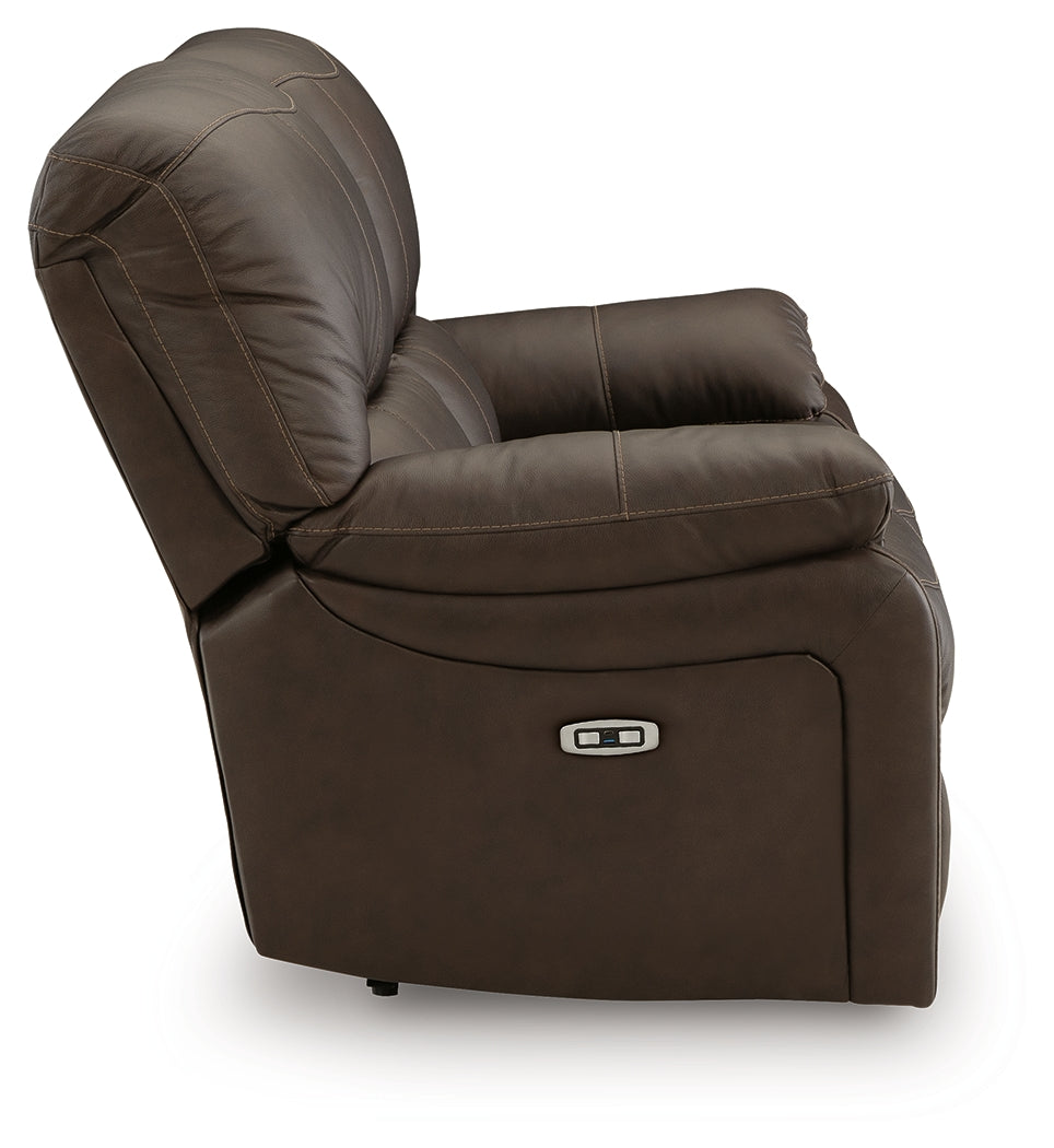 Leesworth Dark Brown Power Reclining Loveseat from Ashley - Luna Furniture