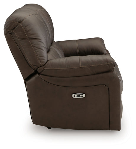 Leesworth Dark Brown Power Reclining Loveseat from Ashley - Luna Furniture