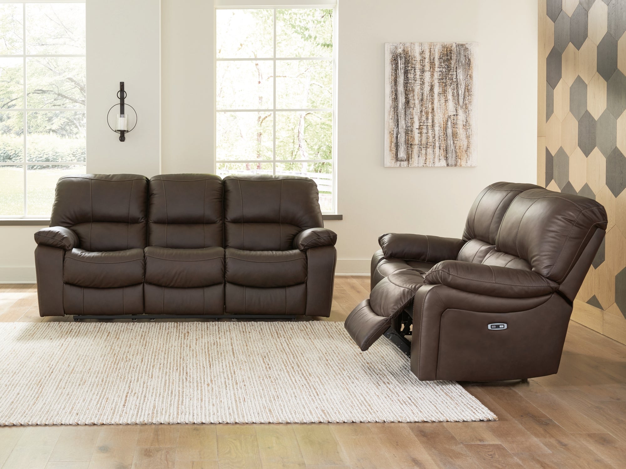 Ashley Leesworth Dark Brown Power Reclining Living Room Set – Luna