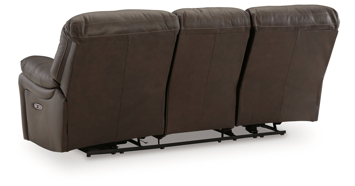 Leesworth Dark Brown Power Reclining Sofa from Ashley - Luna Furniture