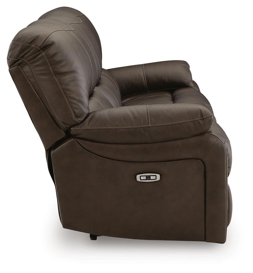 Leesworth Dark Brown Power Reclining Sofa from Ashley Furniture - Luna Furniture