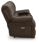 Leesworth Dark Brown Power Reclining Sofa from Ashley Furniture - Luna Furniture